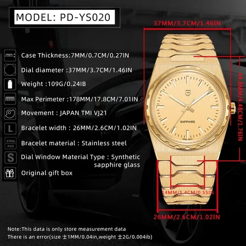 Imagen 2 del producto PAGANI DESIGN 2025 nuevo VJ21 37MM reloj de cuarzo a la moda para hombre zafiro resistente al agua 10Bar fino 7MM luminoso C3 actualización V2 reloj hombre