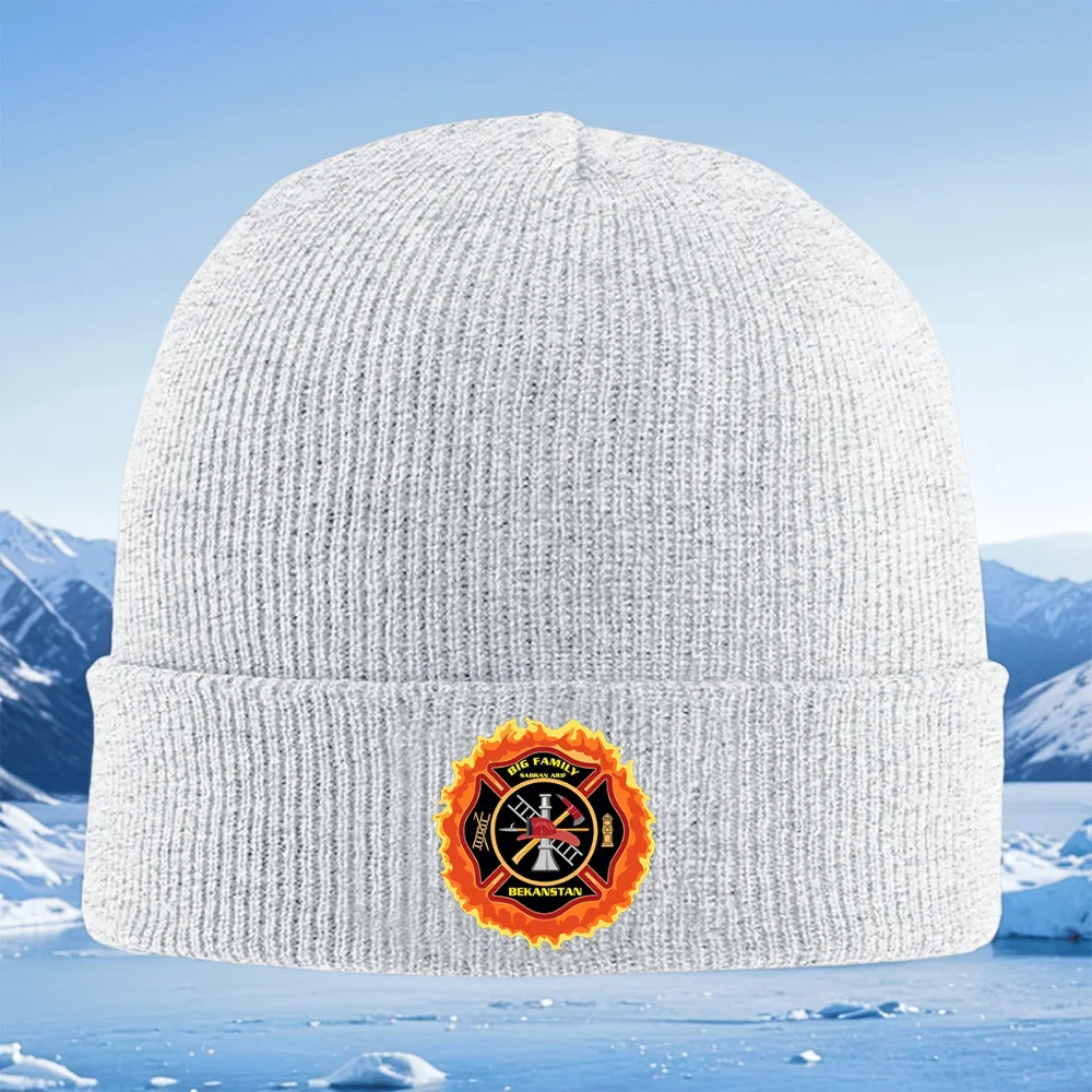 Значок пожарного, эмблема пламени, семья, Мужчины, Женщины, унисекс, вязаная шапка, шапка-пуловер, зимняя теплая теплая рождественская уличная кепка