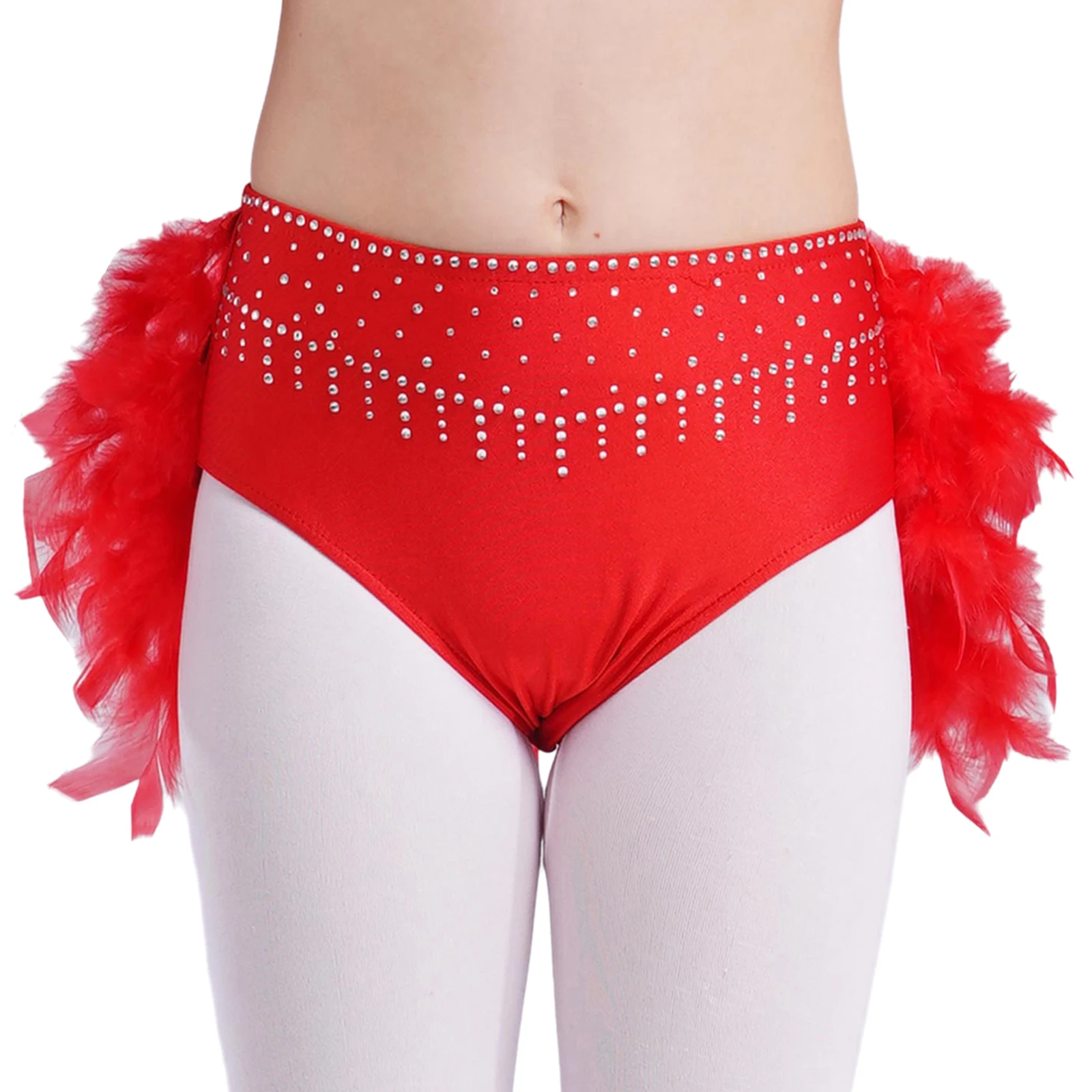 Kids Girls Ballet Dance Gymnastics Shorts Briefs Rhinestones Elastic Waistband Bottoms Latin Figure Skating Performance Costume