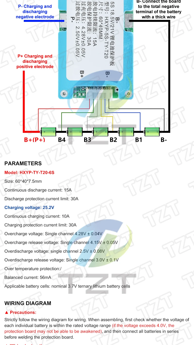 3S 4S 5S 6S 7S BMS 15A Limit 20A 18650 Lithium-Batterie-Schutzplatine 12.6V 16.8V 21V 25.2V 29.4V mit Balancer und Kühlkörper – Detail 4