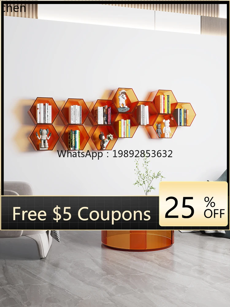 

WW acrylic transparent bookshelf simple creative figure storage study shelf