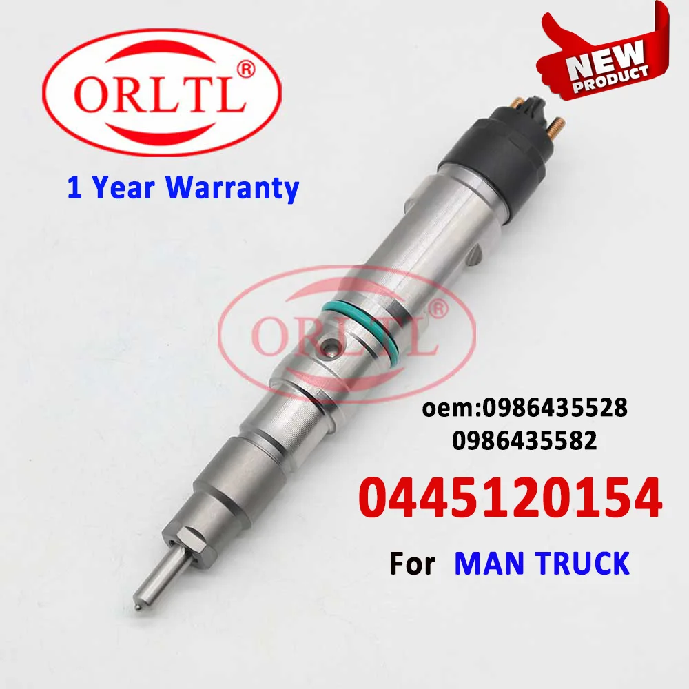 ORLTL New 0445120154 Fuel Injector for MAN TGA TGS TGX 0 445 120 154 Diesel Injector Nozzle 0986435528 0986435582