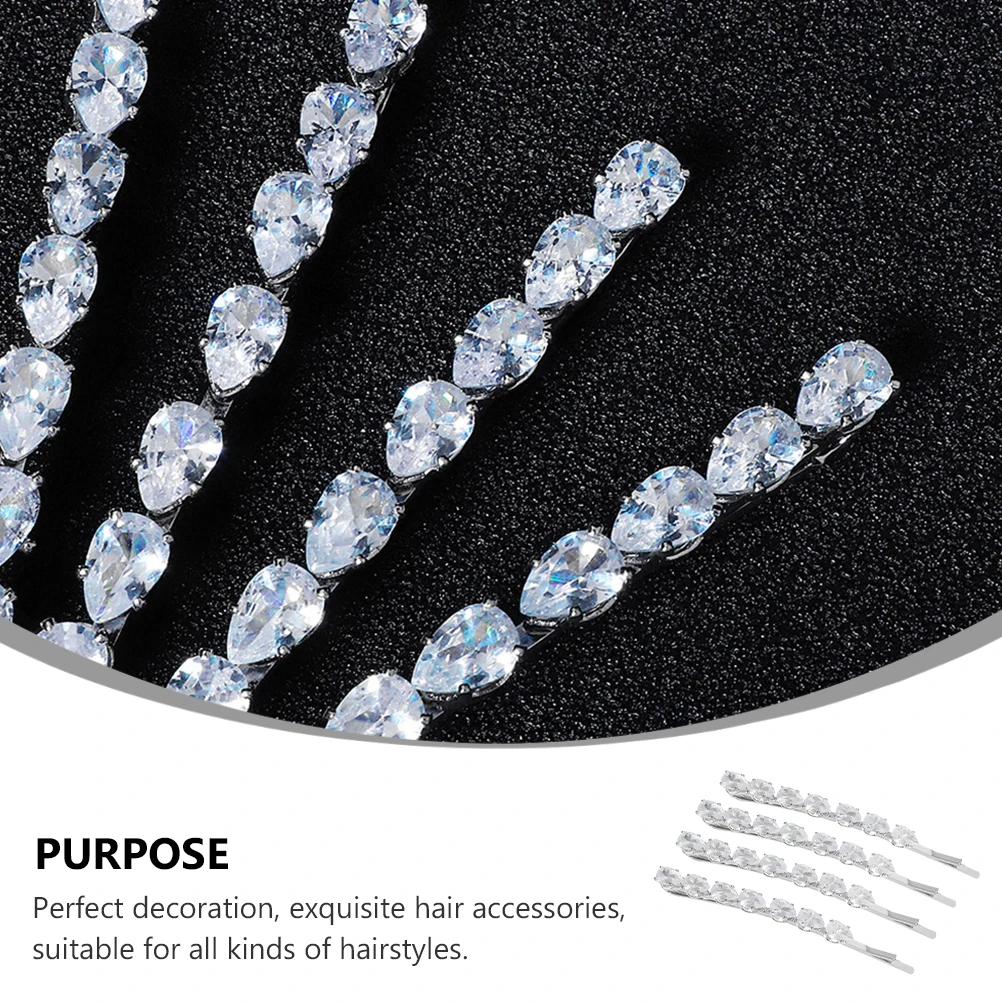 

4 Pcs Hair Clip Accessories Clips Women Clasps Barrettes Decorative Gems Rhinestone Snap