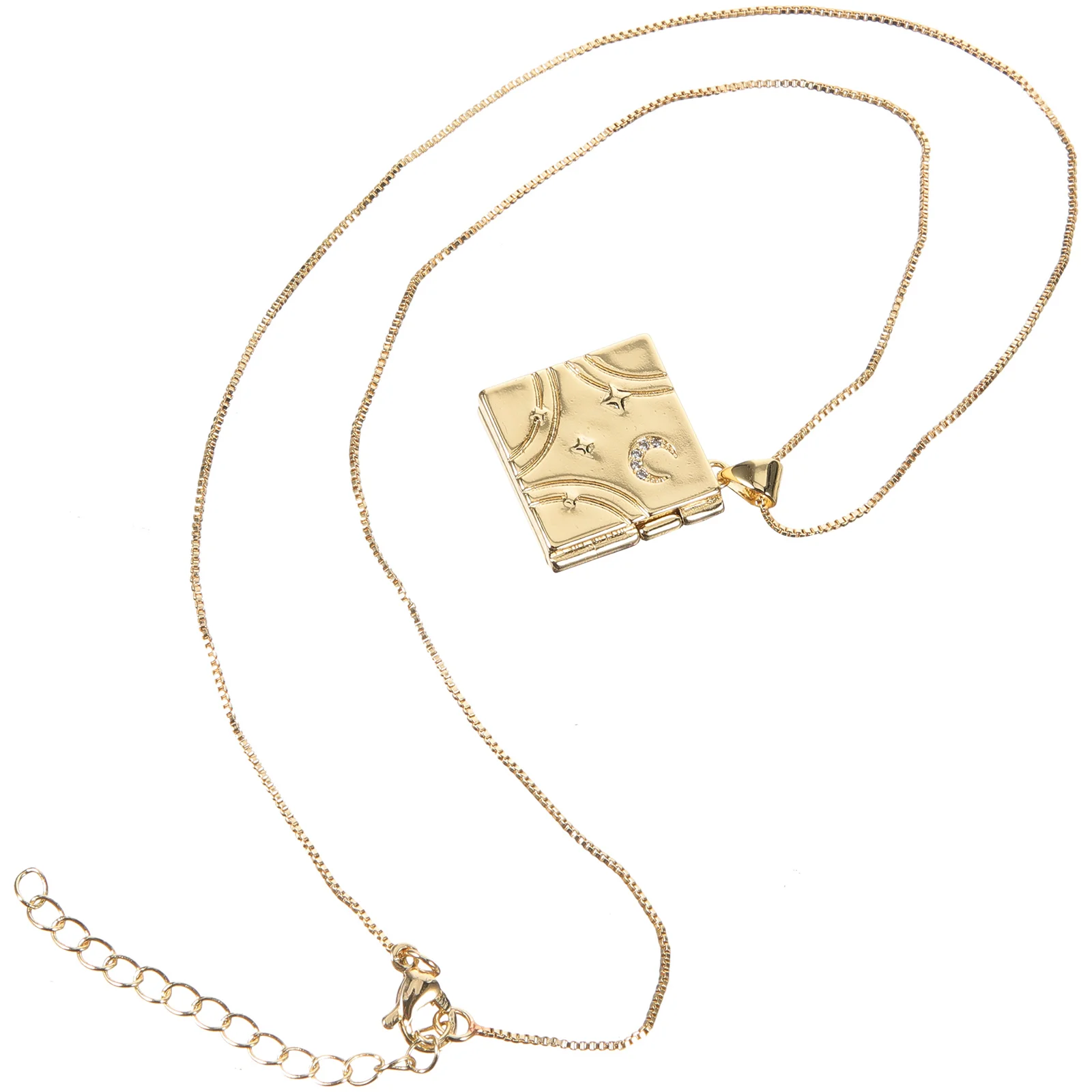 

1Pc Moon Necklace Photo Album Pendant Retro Copper Women Jewelry Gift Stylish Clavicle Chain Metal
