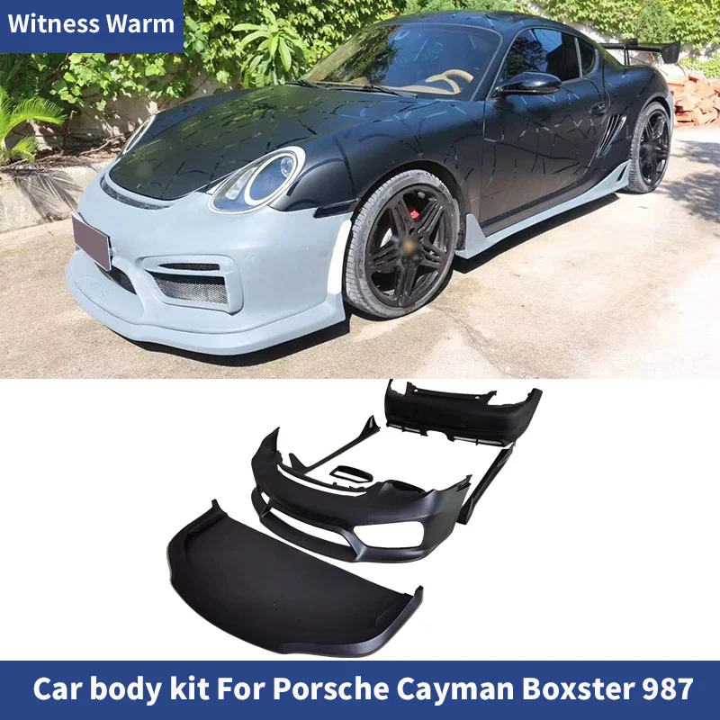 For Porsche Cayman Boxster 987 987.1 GT4 Style FRP Carbon Front Bumper Lip Rear Bumper Side Skirts Body Kit 05-08