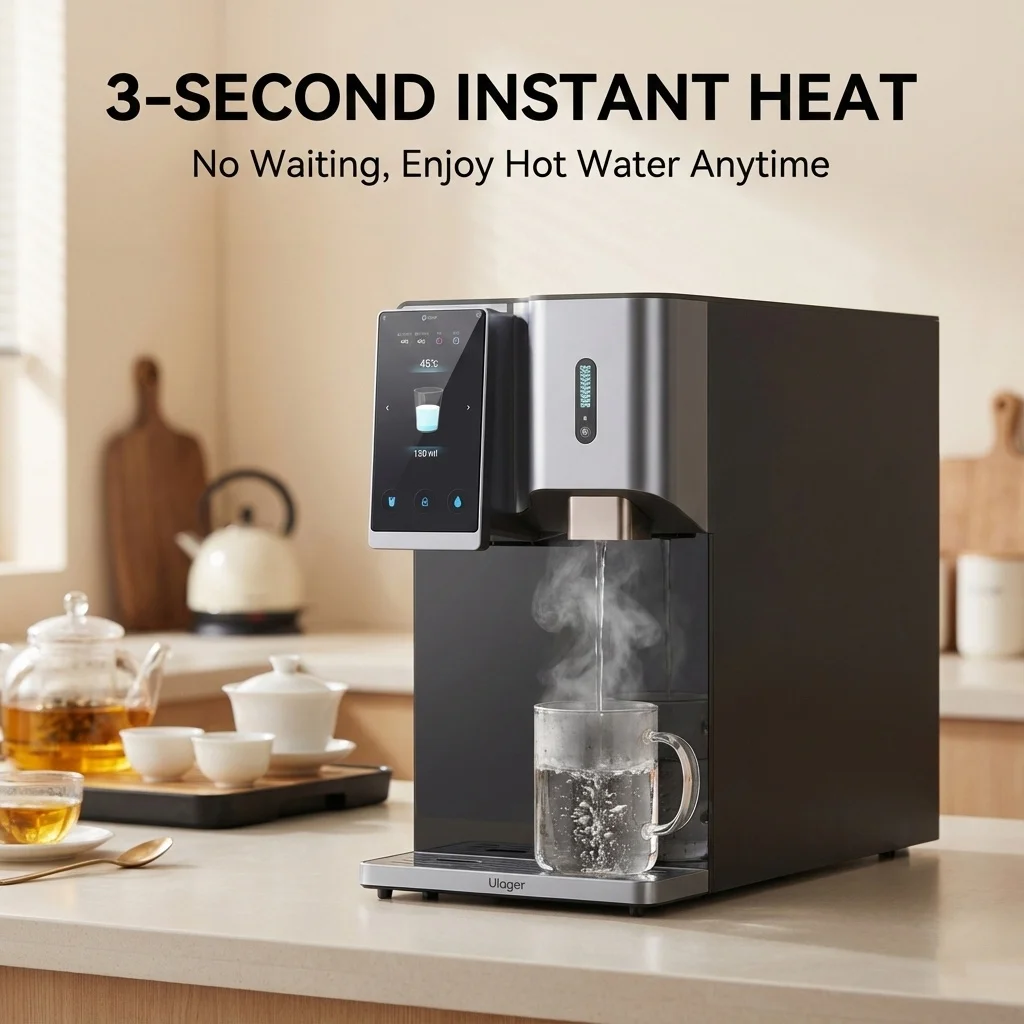 

Electric RO Water Dispenser Ice Maker-Instant Hot Cold Ice Water 5" HD Screen Tap Water Filter Portable Household Hotel Use