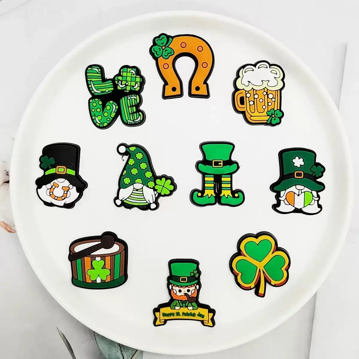 20-100pcs Green Saint Patrick Shoe Charms For Sandals,Shoe Decoration Accessories Shoe Pins Great Gift For Men Wom
