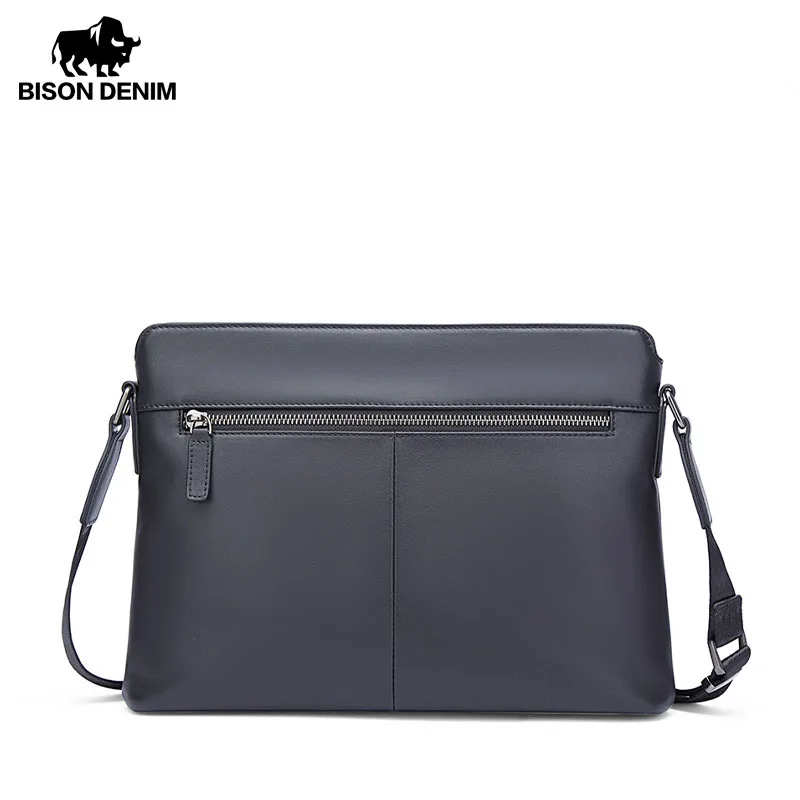 BISON DENIM Genuine Leather Men Shoulder Bag High Quality Cowhide Crossbody Bag for Men Business Messenger Bags 2023 New