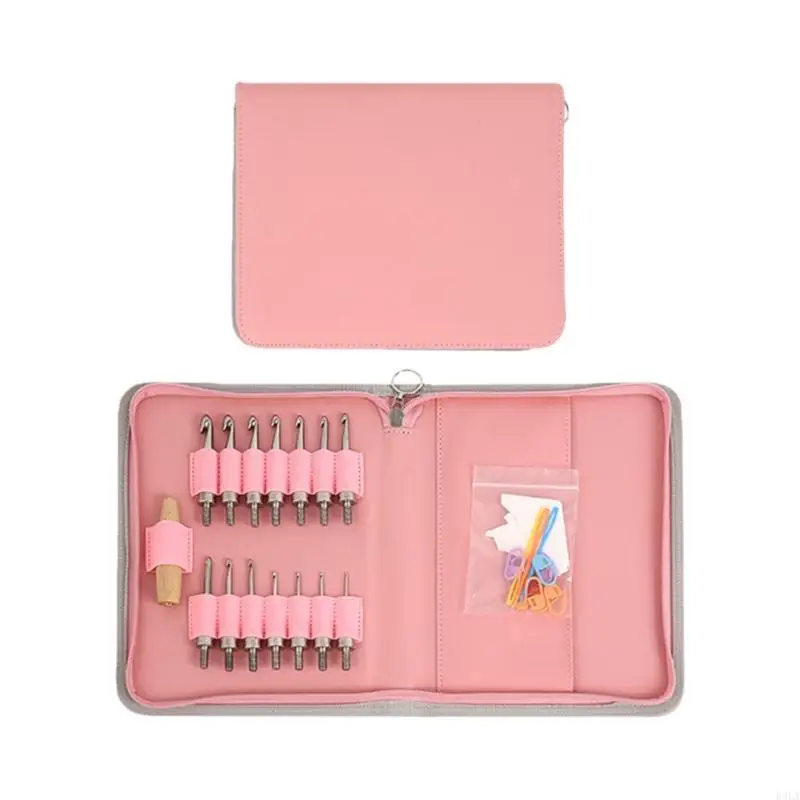 

2025 New Ergonomic Wooden Handle Crochet Hook with 14 Interchangeable Stainless Steel Tip