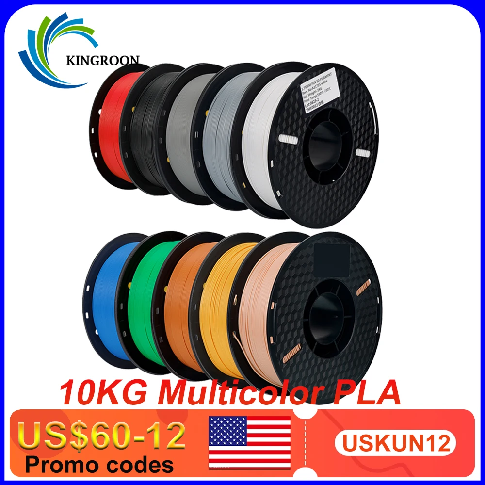 10KG/22LBS Multicolor PLA filament 1KG/Roll 1.75mm For 3D Printer Material for 3D Printing 3D Printer Filament Free Shipping
