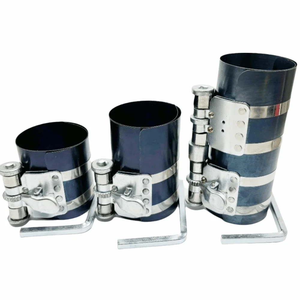Manganese Steel Piston Ring Compressor Multiple Sizes Adjustable Ratchet Piston Removal Tool Ratcheting Lock Universal