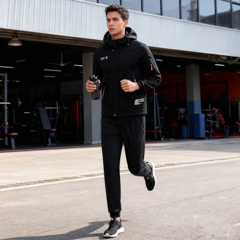 2025 야외 플리스 안감 스포츠 캐주얼 작업복 트레이닝 소프트 쉘 수트 방수 방풍 따뜻한 레저 야외복 세트