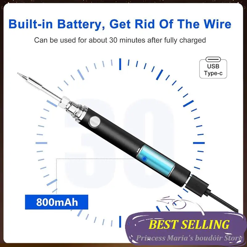 

AB30-DIY Cordless Soldering Iron Kit, USB Rechargeable, Temperature-Adjustable Soldering Iron Tool, For Home Appliance Repair