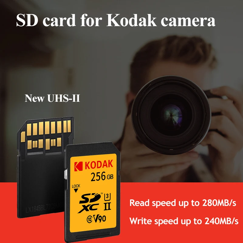 256GB SD Card UHS-II U3 V90 Ultra Pro SDXC Flash Memory Cards 8K HD Video Max High Speed 280MB/s for DSLR Camera Computer