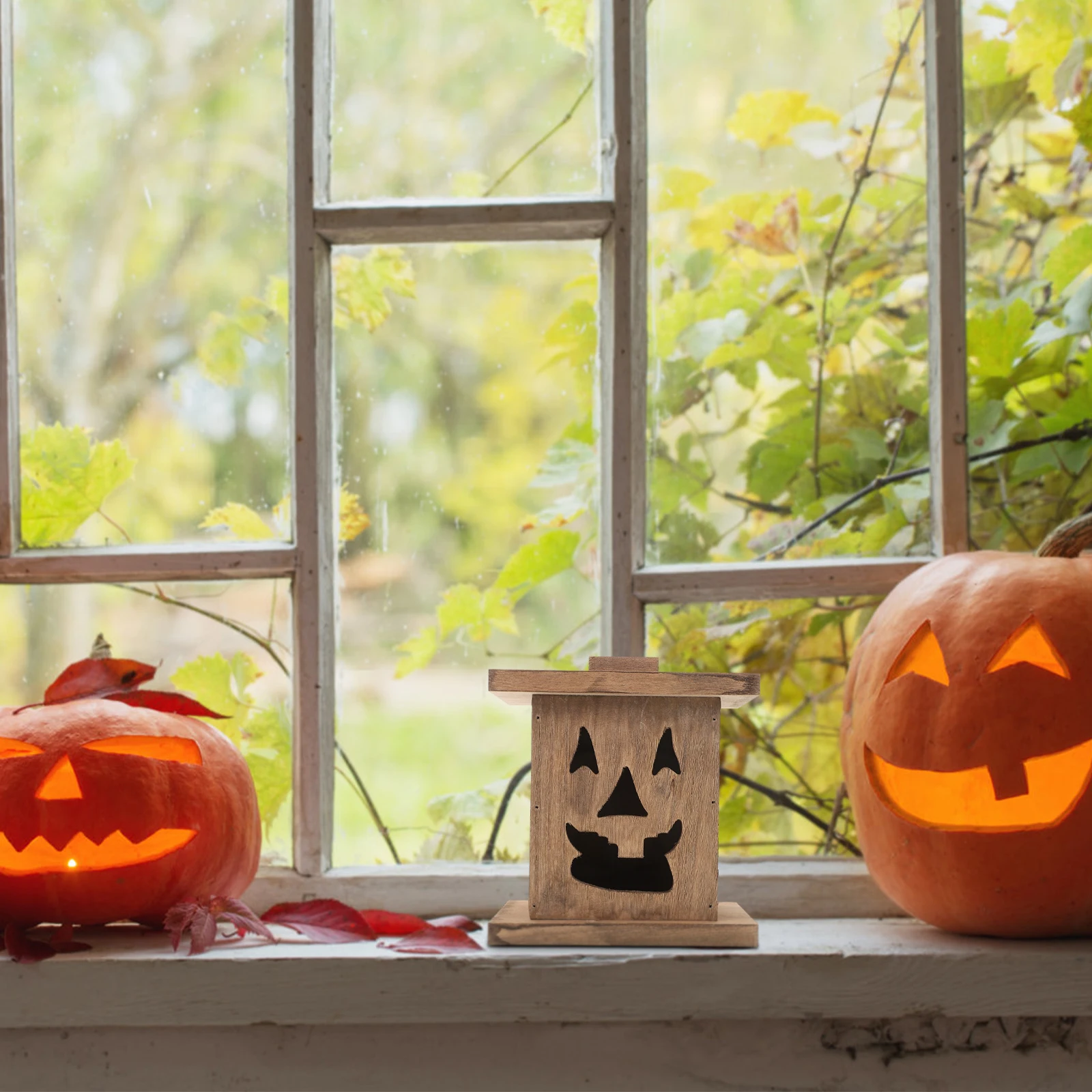 

Wooden Courtyard Decorations Home Ornament Ghost Statue Halloween Garden Decor Spooky Pumpkin Party Decorations