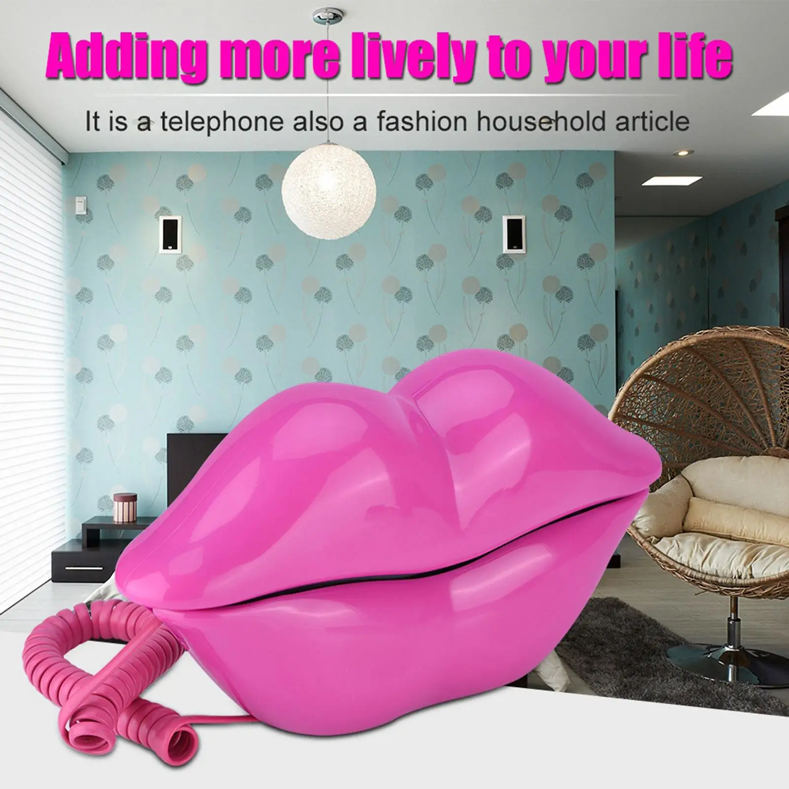 Cute Lips Shape Landline Phone - Multi-Functional Desk Office Decor, Stylish Home Accessory