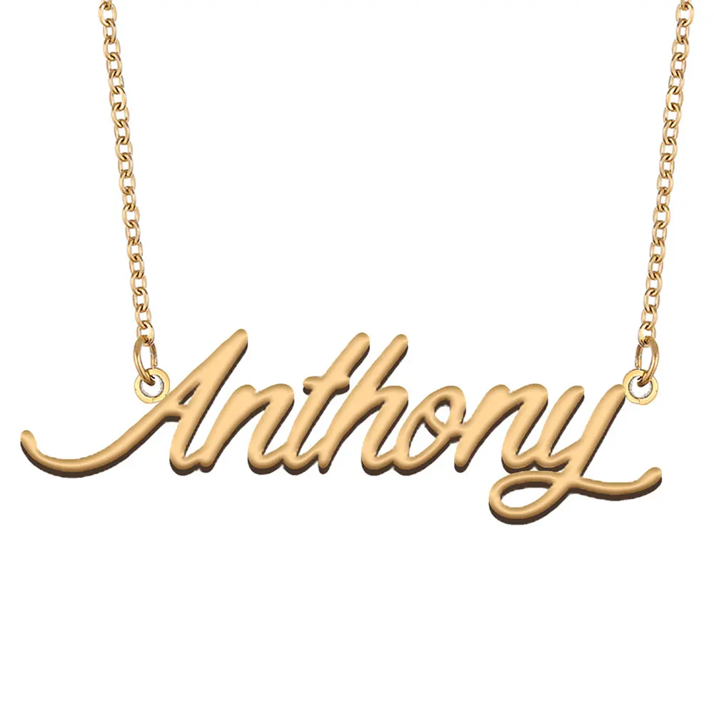 Anthony Name Necklace for Women Stainless Steel Jewelry Gold Color Nameplate Pendants Collares Para Mujer Letters Choker