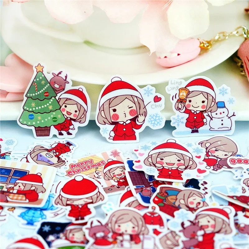 

40pcs cute Christmas girl stickers for Luggage Laptop Skateboard Car Bicycle Backpack Decal Pegatinas Toy waterproof Stickers