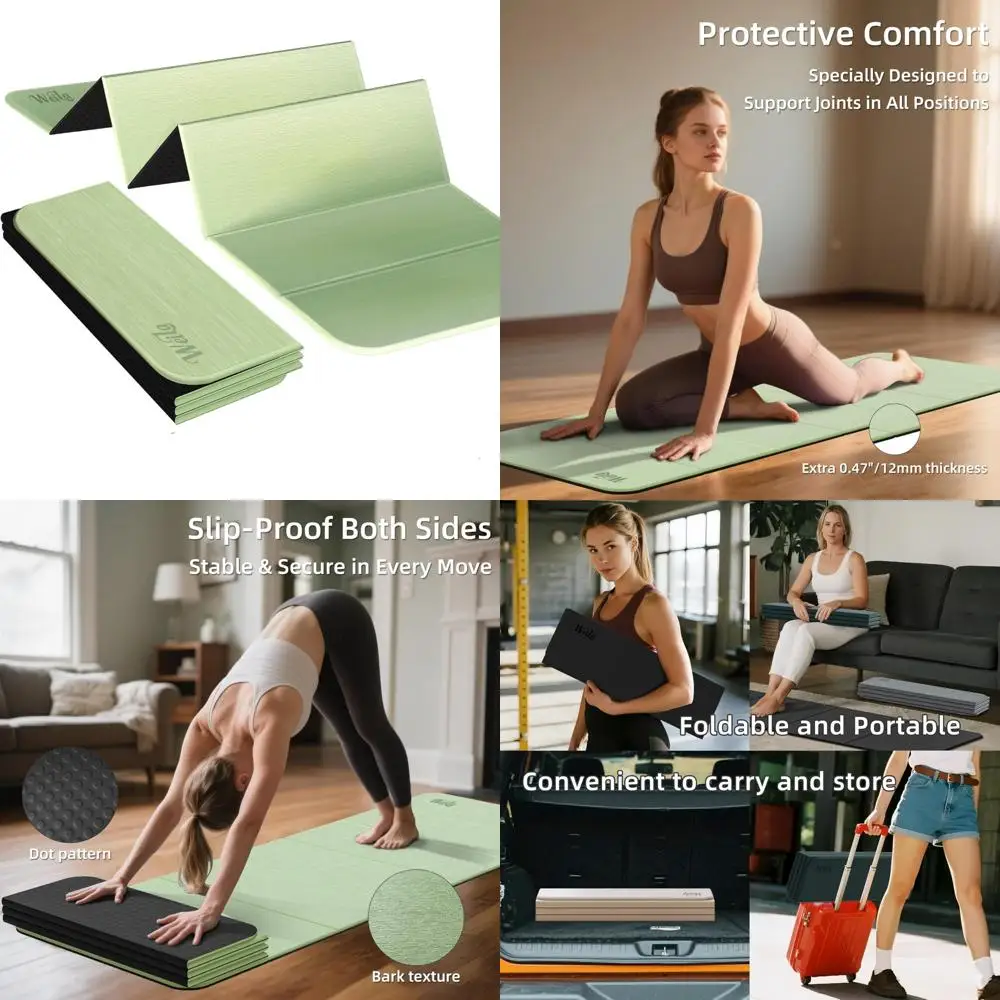 سجادة يوجا سميكة قابلة للطي - مادة POE عديمة الرائحة، خفيفة الوزن، غير قابلة للانزلاق، سهلة التنظيف، مثالية للسفر #1