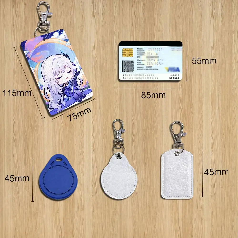 Skirk Columbina Genshin Impact Leather Keychain Badge Holder with Lanyard - ID/Access Card Holder Key Ring Accessory Gift Option