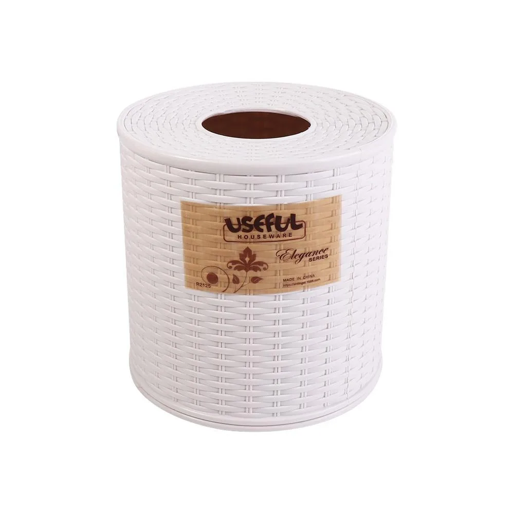 

Beige/Dark Brown Simulation Rattan Tissue Storage Box Round Dustproof Roll Paper Rack Container Decorative Paper Roll Holder