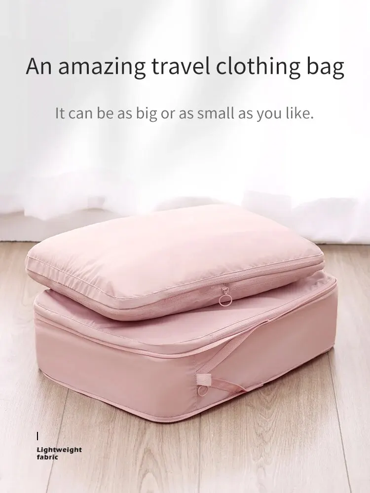 2pcs Travel Compression Packing Cubes Bag Portable Suitcase Clothes Organizers Waterproof Luggage Storage Cases Drawer Bags