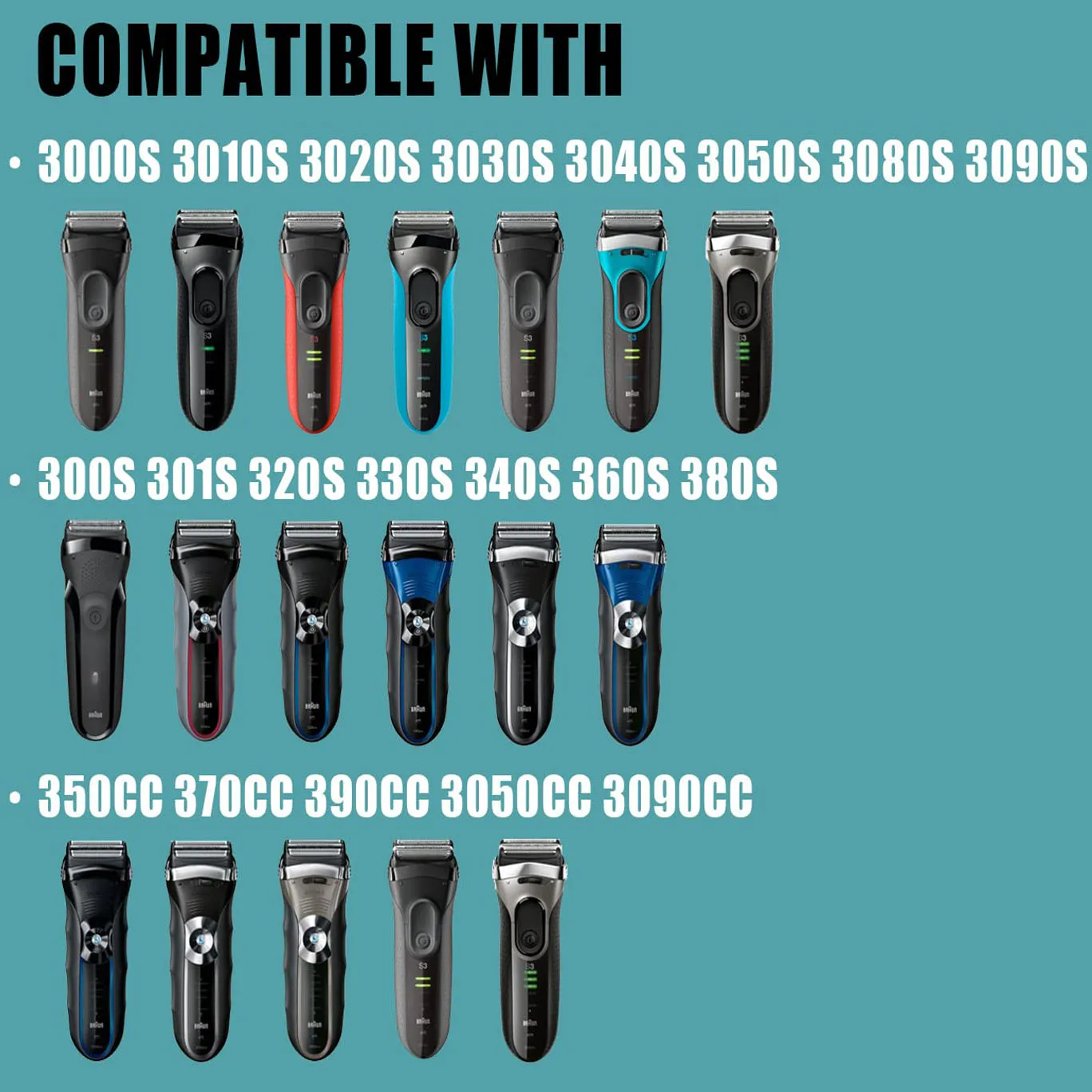 Replacement 32B/21B Beard Trimmer Head Compatible For Braun Series 3 380s‑4 3040/45 300s/1s 310s 3000s/10s/20s Electric Shaver