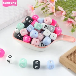 10Pcs/Lot 12mm English Multicolor Alphabet Silicone Letters Beads For Jewelry Making DIY Personalized Name Necklace Accessories