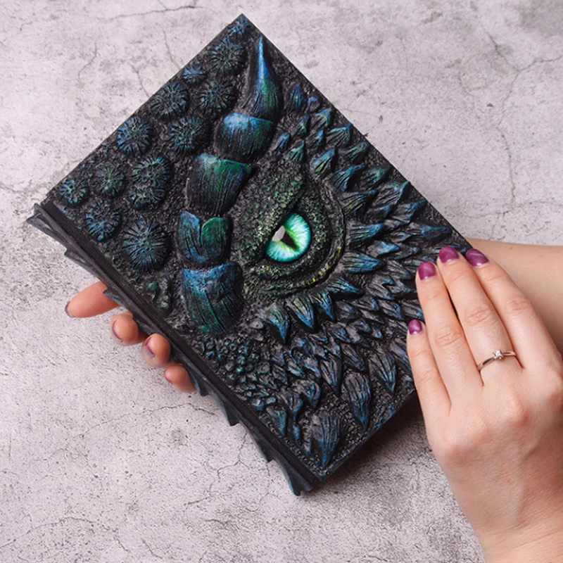 

A5 Deluxe Animated Dragon Notebook Retro Ledger Diary Handmade Account Book Resin Cover Daily Planner Notepad Office Supplies