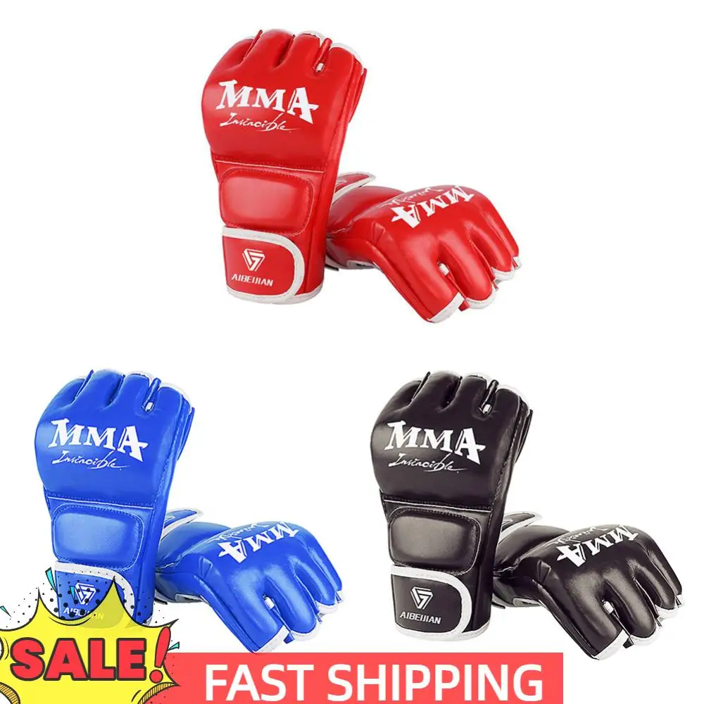 

Боксерские тренировочные перчатки с половиной пальца, устойчивые к разрыву защитные перчатки для кикбоксинга из искусственной кожи, дышащие для спортивных принадлежностей