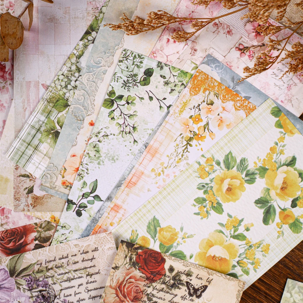 

Morning Flower and Evening Pick-up Series Vintage Lace Landscape Material Paper Creative DIY Junk Journal Collage Stationery