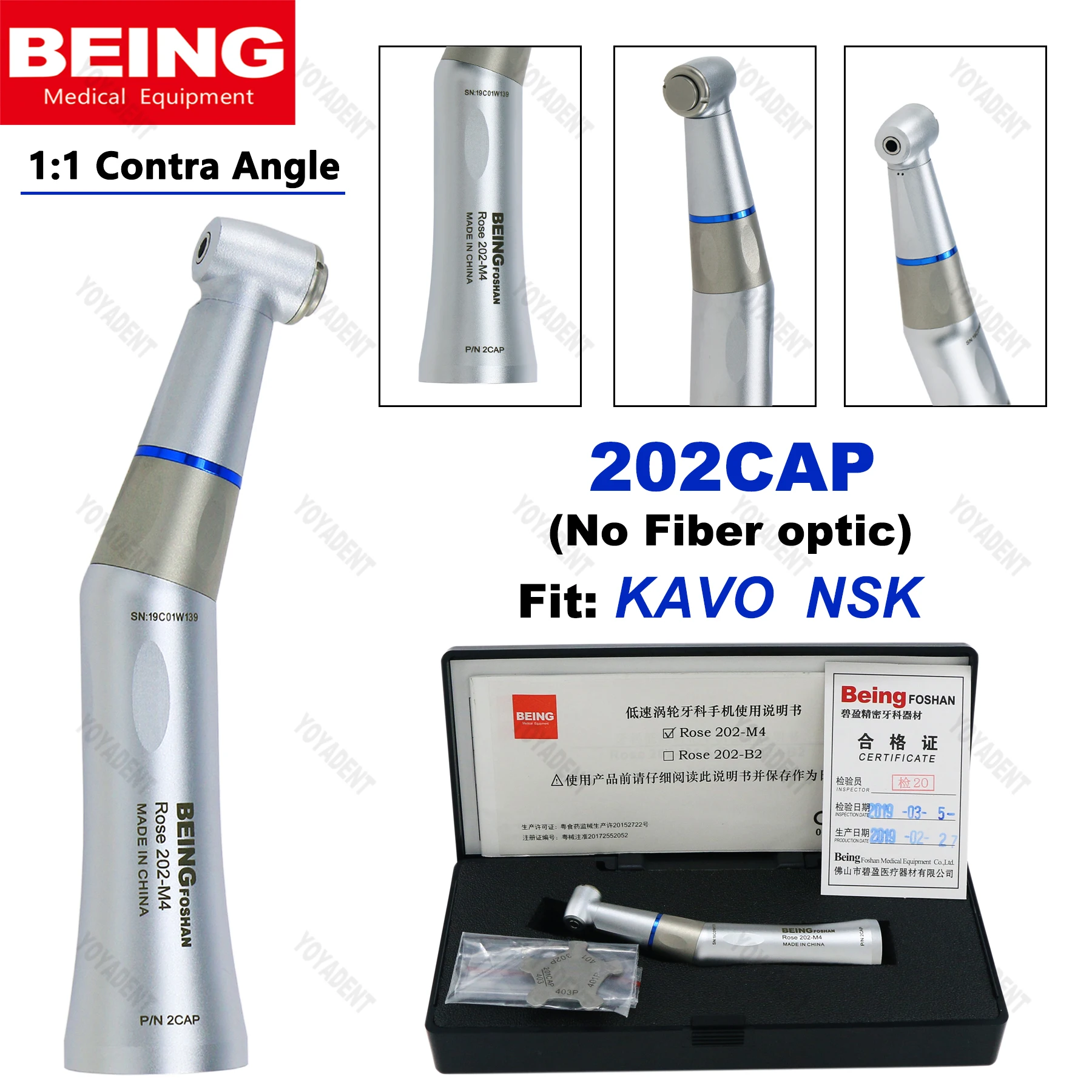 BEING 1:1 Dental Low Speed Handpiece 4 Holes E Type Internal Water Spray Contra Angle/Straight Handpiece Dentistry Products