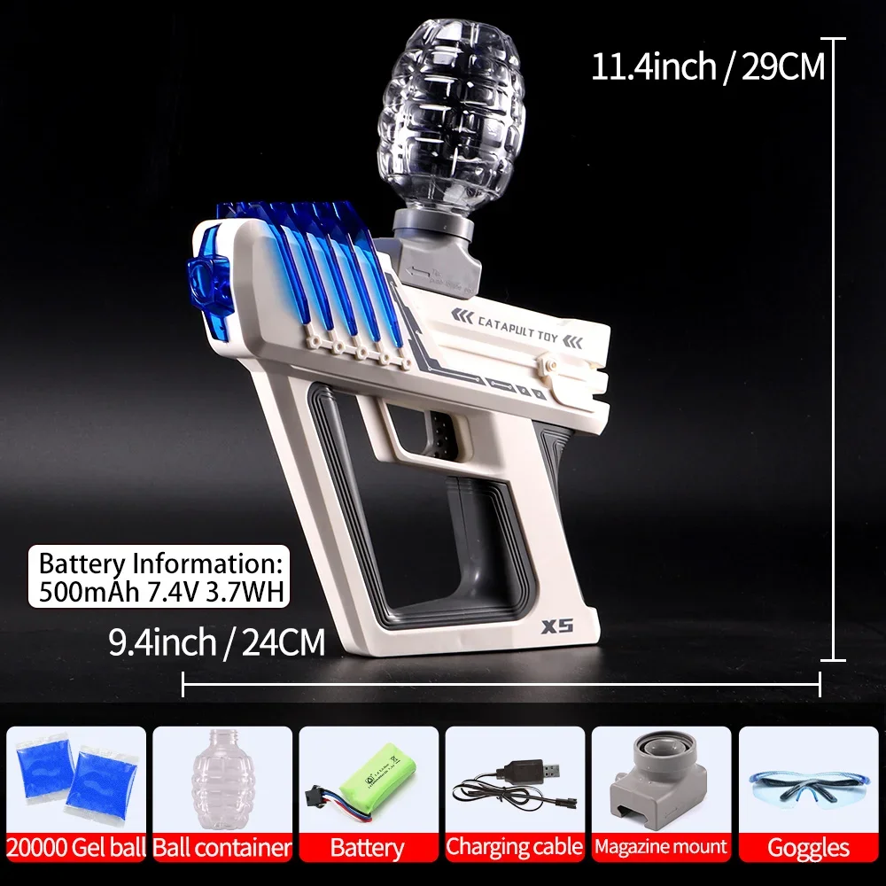 Elétrica Contínua Alta Velocidade Tiro Gel Ball Toy Gun, Adequado para Tiro ao Ar Livre, Jogos de Equipe, Dia das Bruxas, Presentes de Natal