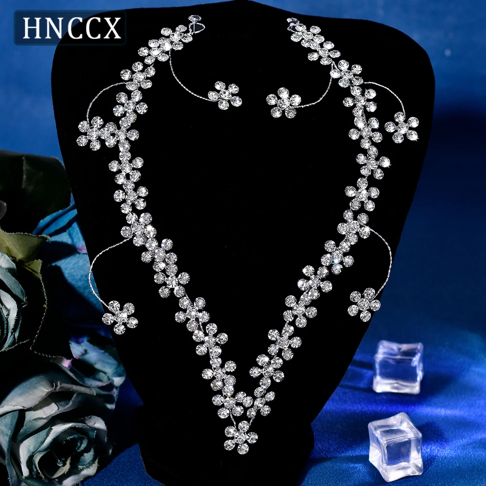 HNCCX Bride Rhinestone Flower Foreband Head Jewelry Wedding Headpieces Silver Color Hair Accessories For Women Party CP823