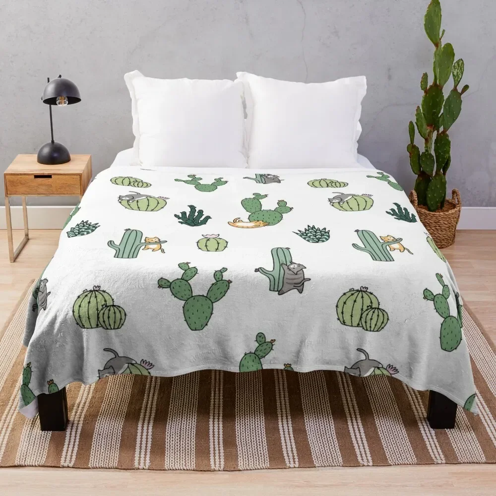 

Cacti Cats Throw Blanket Nap anime Baby Thins Multi-Purpose Blankets