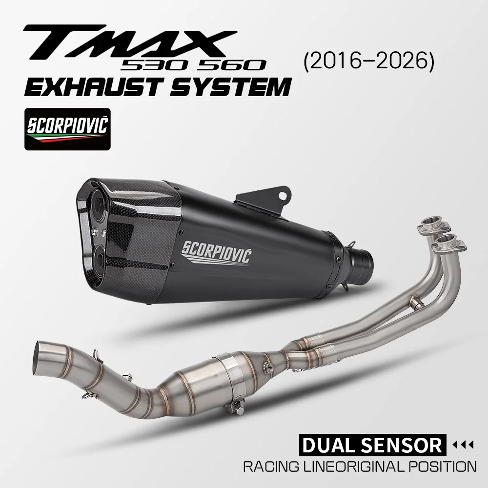 Slip On For TMAX 530 560 500 TMAX530 2016 - 2026 Motorcycle Exhaust Escape Front Middle Link With 51MM Muffler