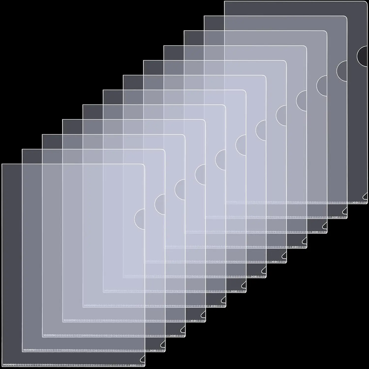 12 Pack Clear File Folders - A4/Letter Size Transparent L-Type Paper Plastic Sleeves Ideal for School and Office Supplies