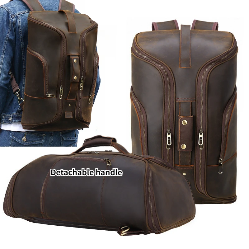 

Уличный рюкзак для ноутбука из воловьей кожи, мужская кожаная сумка, дорожная повседневная сумка, мужские рюкзаки большой вместимости, рюкзак