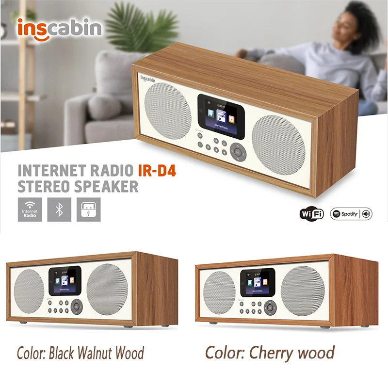 Inscabin Audience Bluetooth Sound Box LED Retro Bedroom Radio Network With Spotify Connect Portable Wireless Stereo Speakers