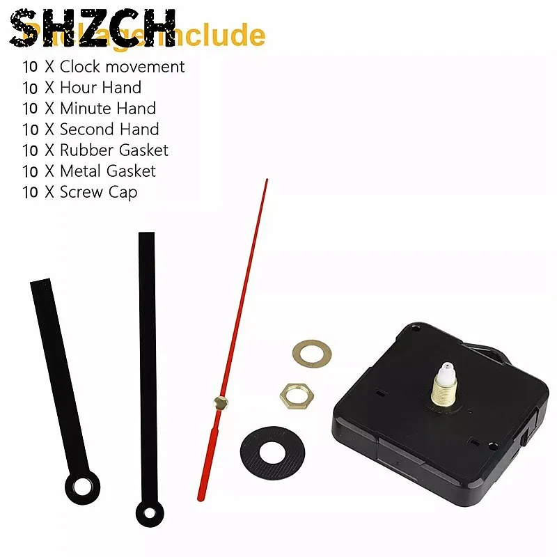 10Pcs Silent Quartz Clock Movement Mechanism DIY Repair Replacement Kit with Hands