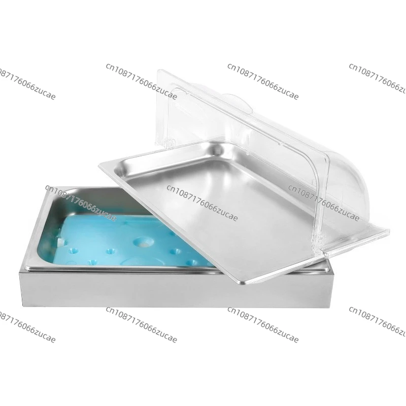 Stainless Steel Chilled Display Stand Ice Tray Transparent Fresh-keeping Cover Flip Display Dust Cover Buffet