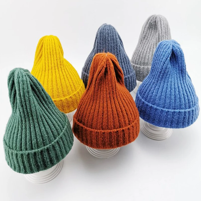 

Autumn And Winter Warmth Hat Parent-child Hat Solid Color Woolen Hat Ribbed Knit Hat Adult Children Cold Resistant Pullover Cap