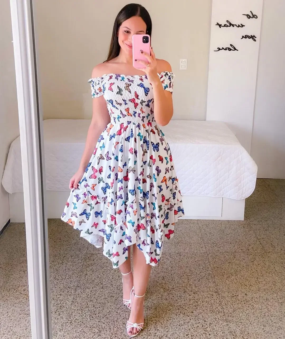 Sexy Off The Shoulder Tube Top Dress Butterfly Rainbow Floral Print Dress Ladies Elegant Slim Summer Bohemian Party Maxi Dresses