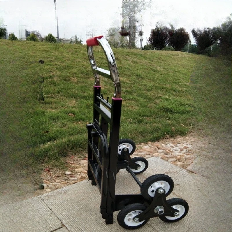 

Steel pipe pulling cargo load king six-wheel moving cart telescopic folding household climbing small pulling cart upstairs