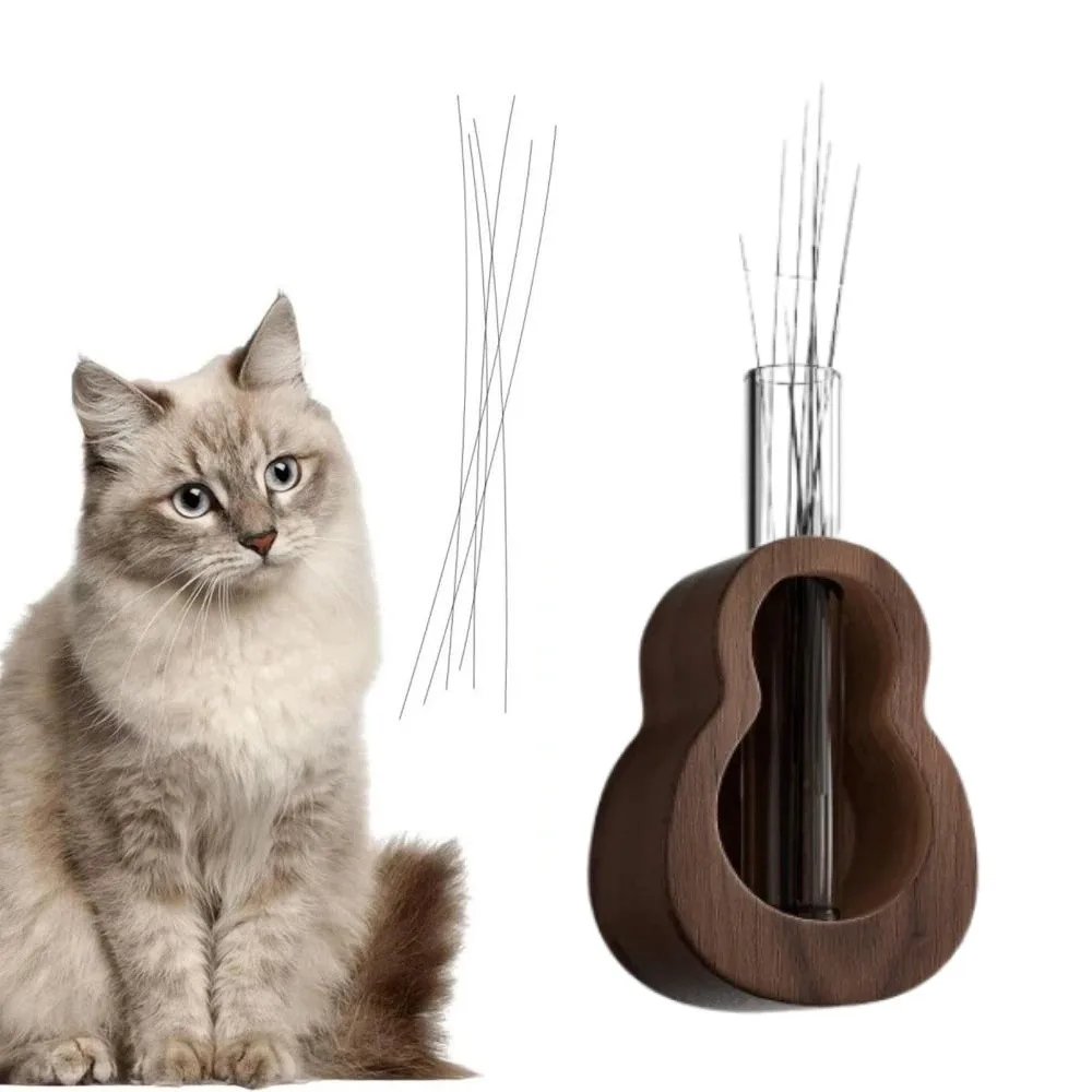 

Wooden Base Cat Hair Jar Compact Size Clear Tube Cat Beard Fridge Magnet Durable Minimalist Beard Storage Box Home Decor