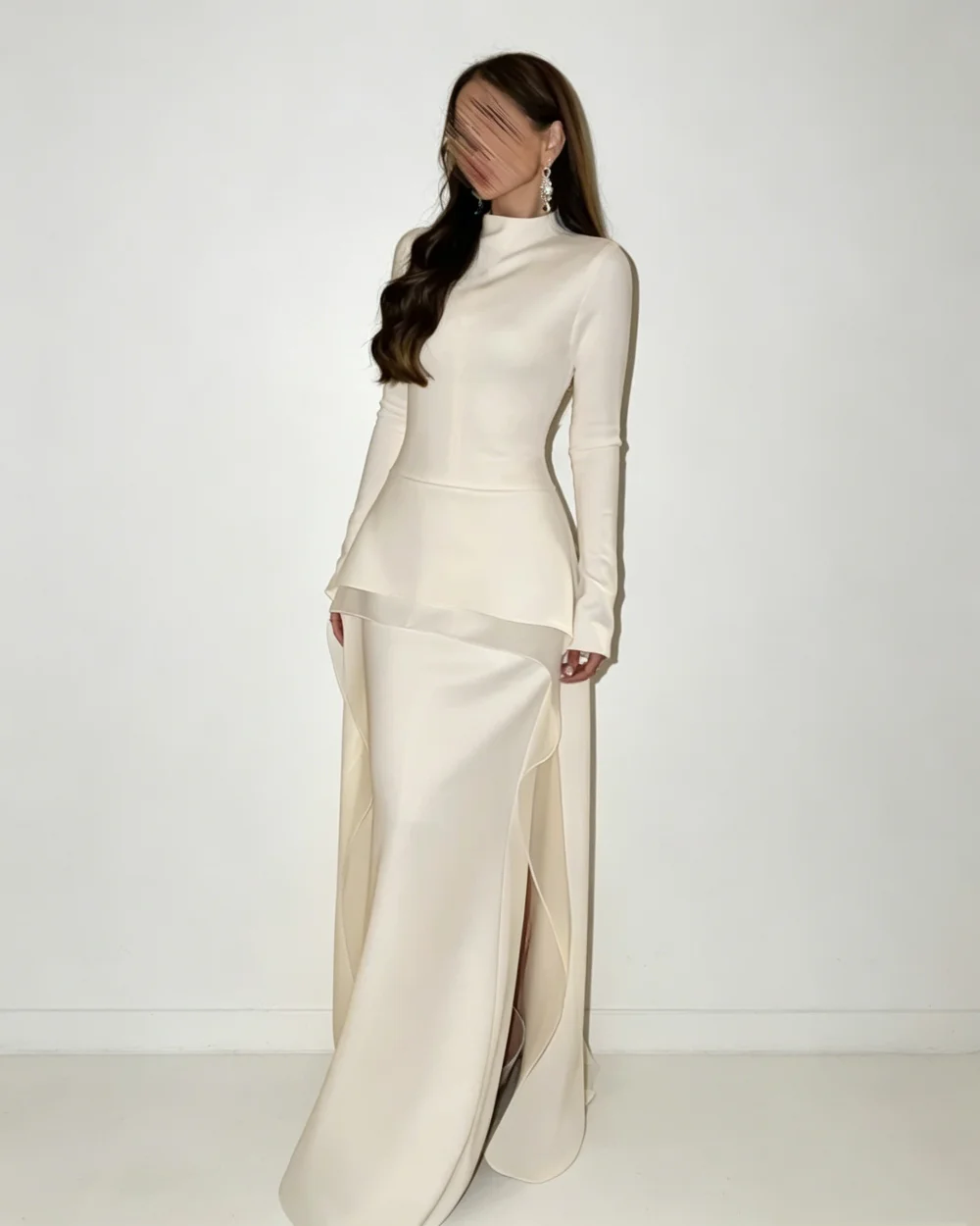 Customized Exquisite Formal Jersey Pleat Ruched Mermaid High Collar Long Dresses For Wedding Party Evening Dresses Exquisite image 2