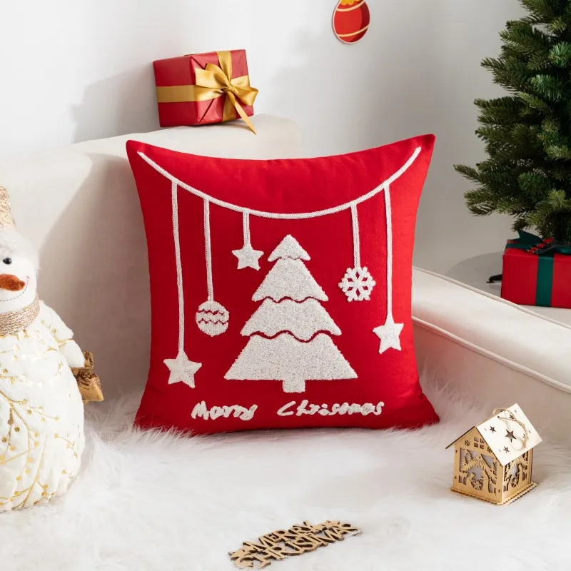 New Pillow Cover with Santa Claus Cartoon Printed Embroidered Pillow Cushion And Decorative Cushion Cover 45x45cm