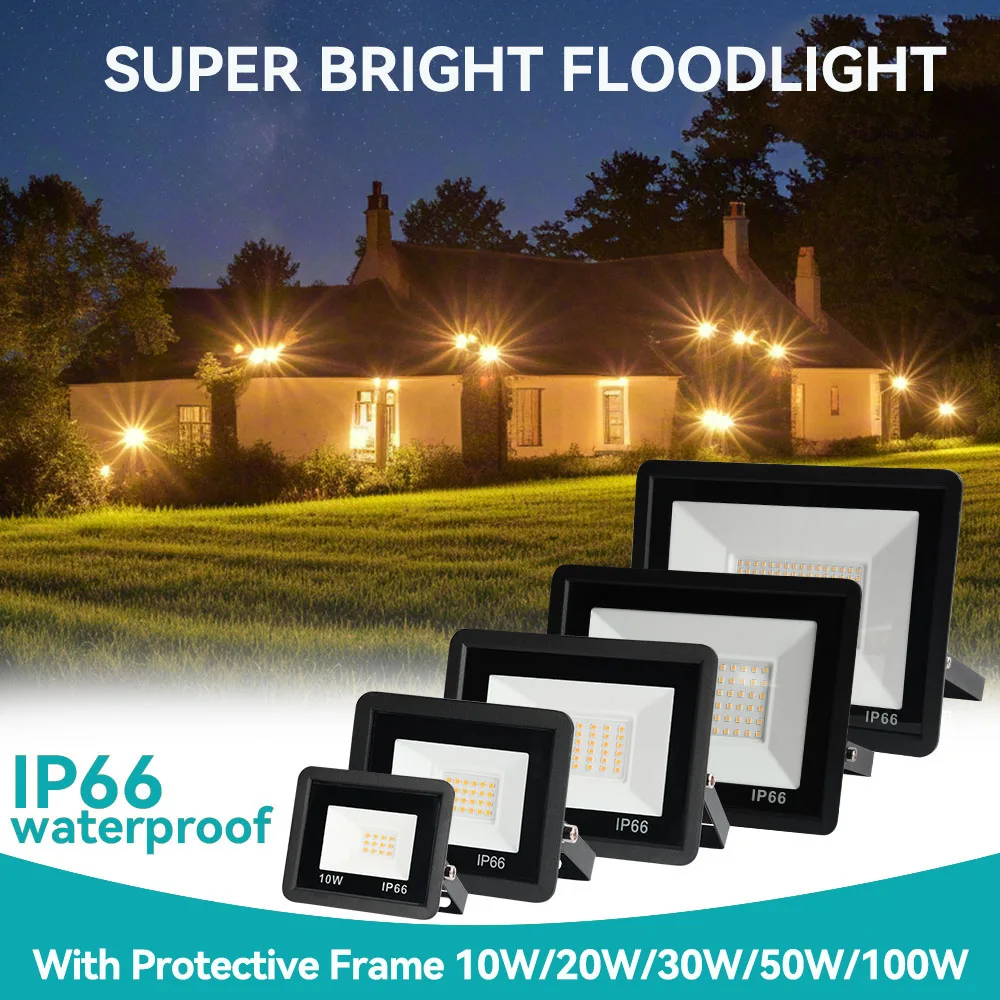 Pop LED Flood Light 100W 50W 30W 10W 220V Waterproof IP66 Reflector Floodlight Lamp LED Exterior Search Lamp Spot Outdoor Light