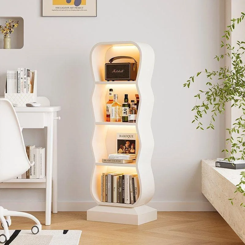 Floor-to-ceiling multi-layer ins bookshelves, shelves, medieval magazine shelves, display shelves against the wall, books,