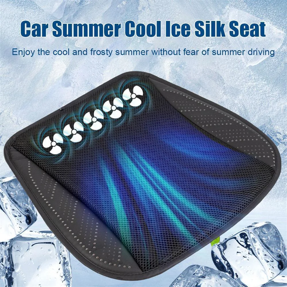 

Car Summer Cooling Seat Cushion With USB Fan Blowing Ice Silk Summer Ventilation Cushion Seat Cushion Car Seat Cooling Pad